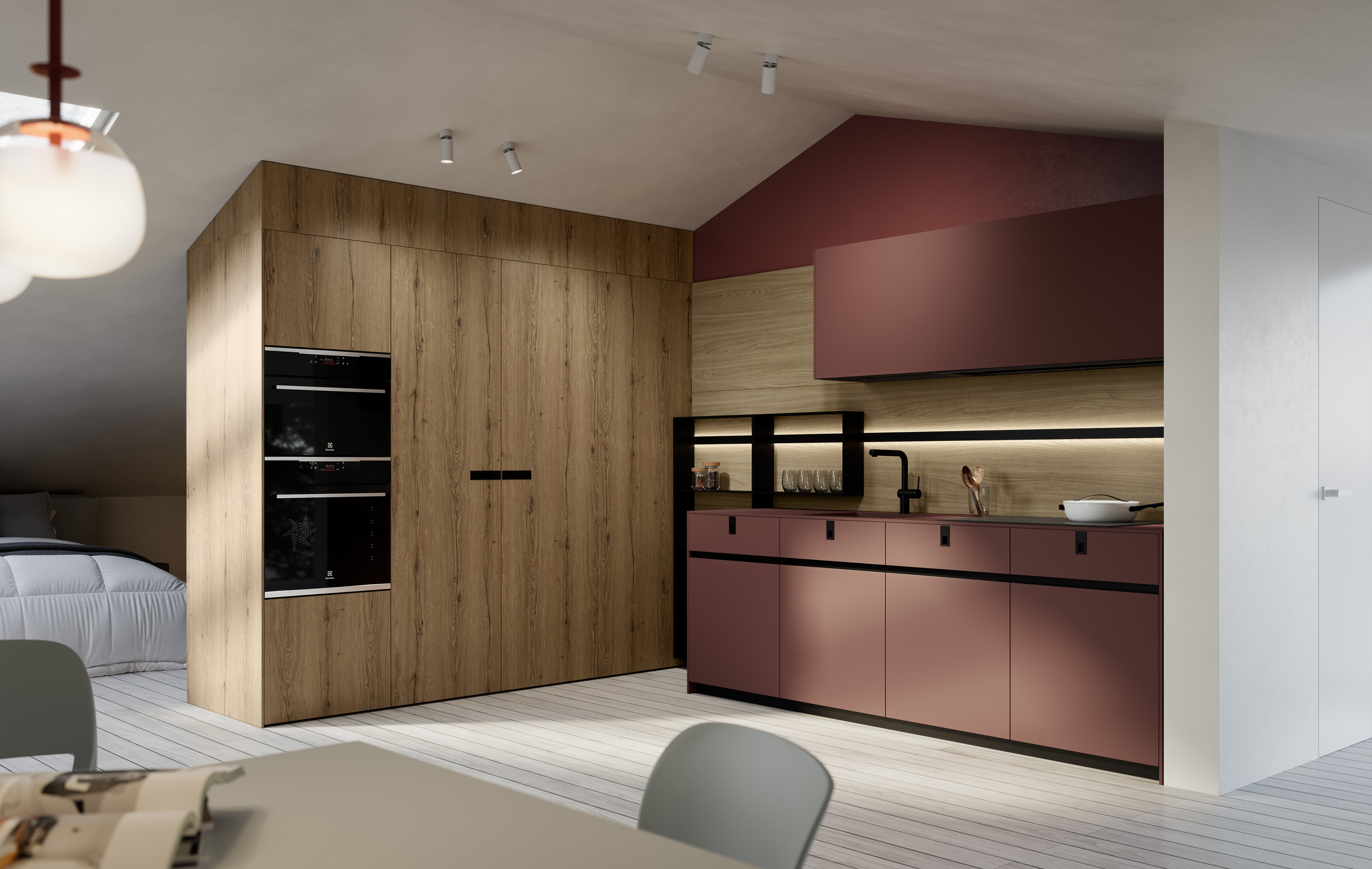 Détail d'aménagement sur mesure, matières et finitions