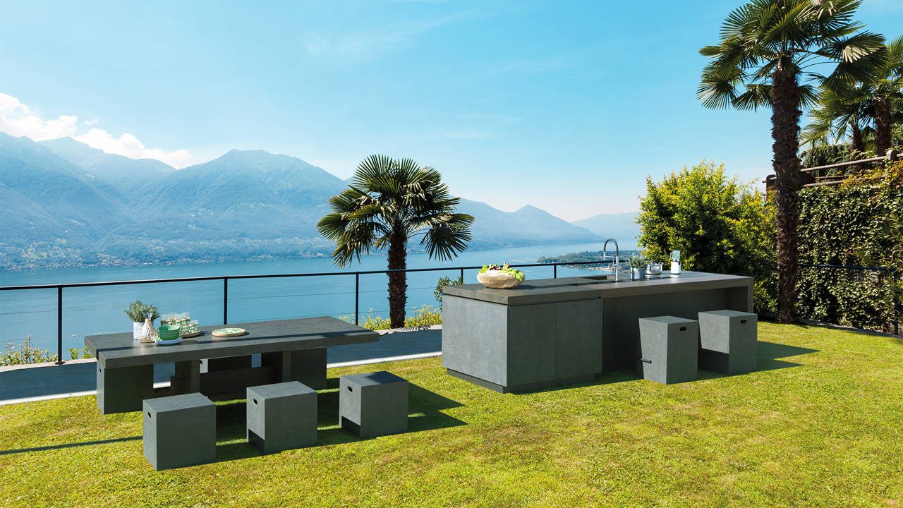Zone de cuisson extérieure avec plancha et rangements